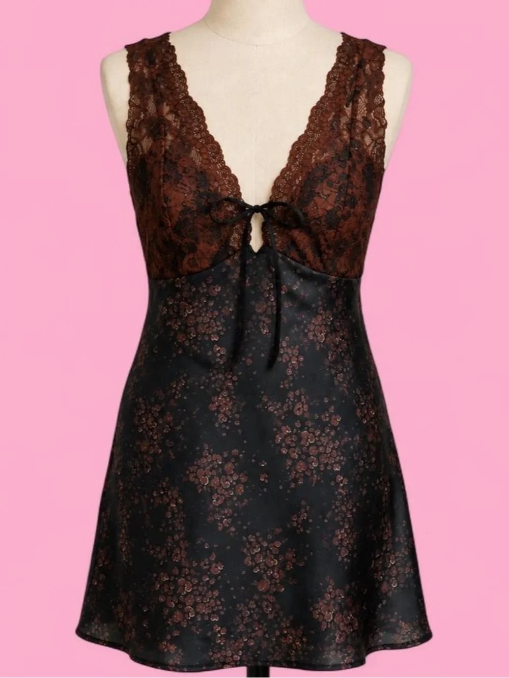 NWT Intimately Free People Countryside Printed Mini Dress Black Combo Small